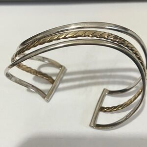 Lovely Sterling and Brass Cuff Bracelet